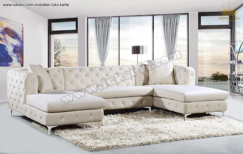 Çift İstirahatli Luxury U Köşe Koltuk Takımı İstanbul Luxury Sofas