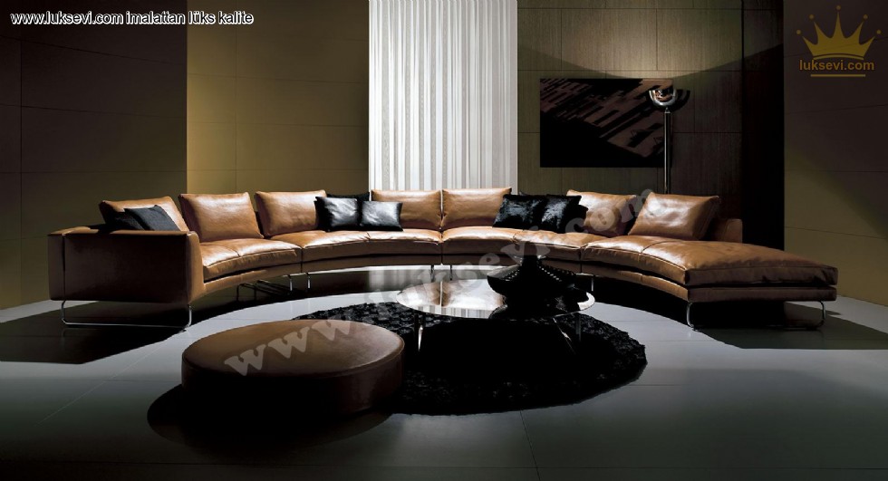 Hakiki Deri Oval Koltuk Takımı Lüks Mekanlara Özel Üretim Lüksevi