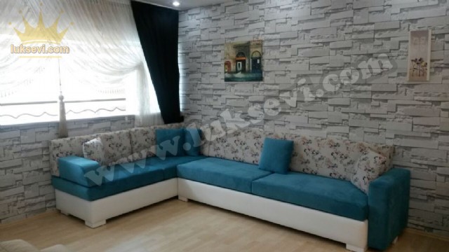 Köşe Koltuk Modeli Turkuaz Beyaz