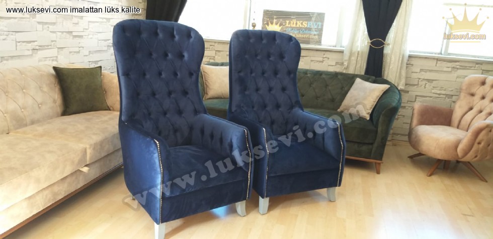 Retro Mavi Berjer Koltuk Modeli Dekorstore