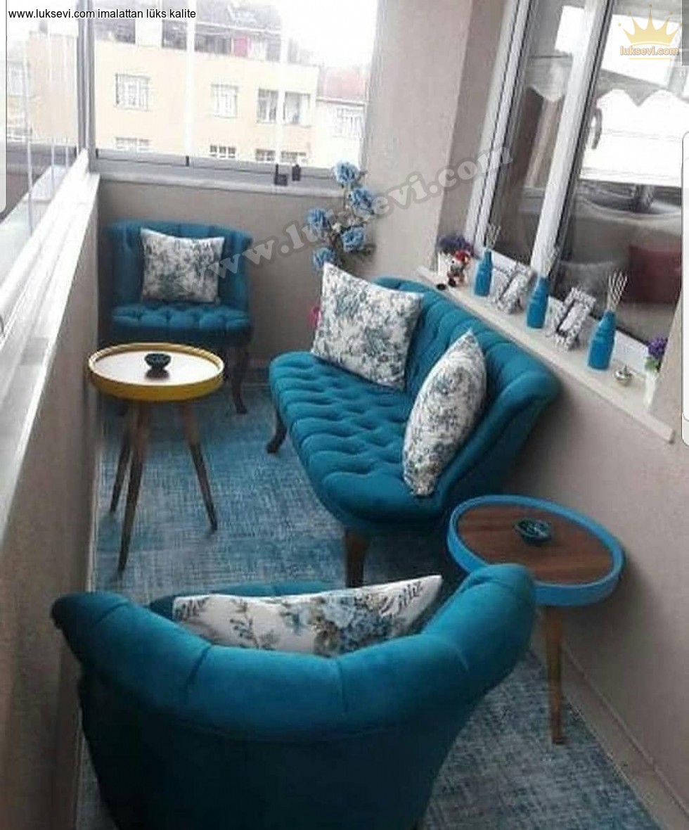 Kapitoneli Balkon Koltuk Takımı Lüksevi