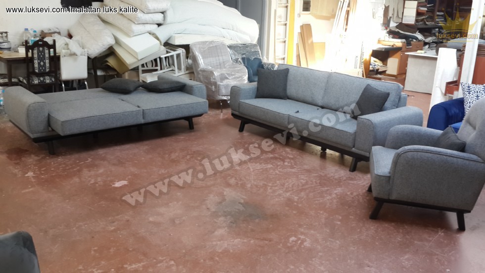 Orta Sert Minderli Yatakli Modern Koltuk Takimi Luksevi