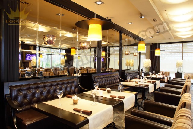 Hakiki Deri Restoran Koltukları Masa Ve Sandalyeler