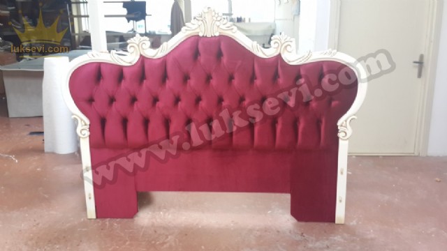Kadife Kırmızı Lüks Yatak Başucu Modeli Avangart