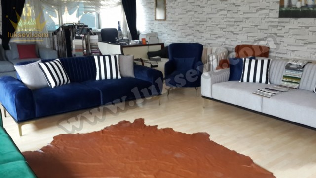 Lacivert Beyaz Koltuk Takımları Yataklı Modern