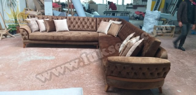 Modern Chester Köşe Koltuk Takımı Baklava Dilimli Köşe Takımı