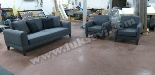 Modern Koltuk Takımı Gri Renkli Kumaş