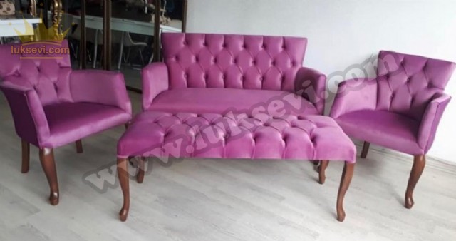 Pembe Renkli Lobi Bekleme Salonu Koltuk Takımı