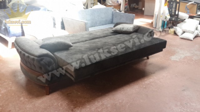 Yataklı Kanepe Siyah Kumaş