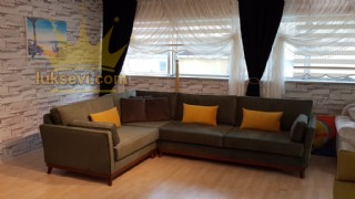 İstanbul Köşe Koltuk Takımı Modern Lüks Tasarım Ahşap Baza Ayaklı