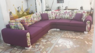 Çiçek Köşe Koltuk Takımı Bol Minderli Modern Tasarım