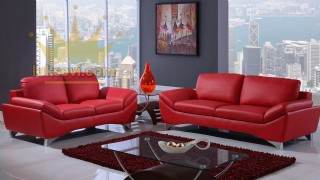 Kırmızı Deri Home Ofis Koltuk Takımları Luxury Studio Sofas