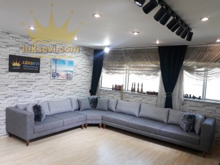 Rahat Oturumlu Köşe Koltuk Takımı Gri L Köşe Koltuk Modern Tasarım