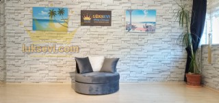 Yuvarlak Berjer Koltuk Gri Kumaş Her Ren Seçenekler