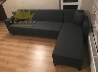 Yataklı Sandıklı Gri Renk Modern L Köşe Koltuk Takımı